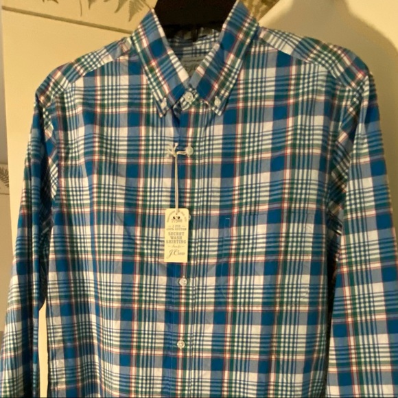 NWT Men’s J.Crew Secret Wash Plaid Shirt Classic Fit Long Sleeve - Picture 3 of 4